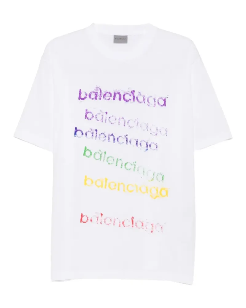 Balenciaga T-Shirt mit Logo-Print - Weiß Weiß