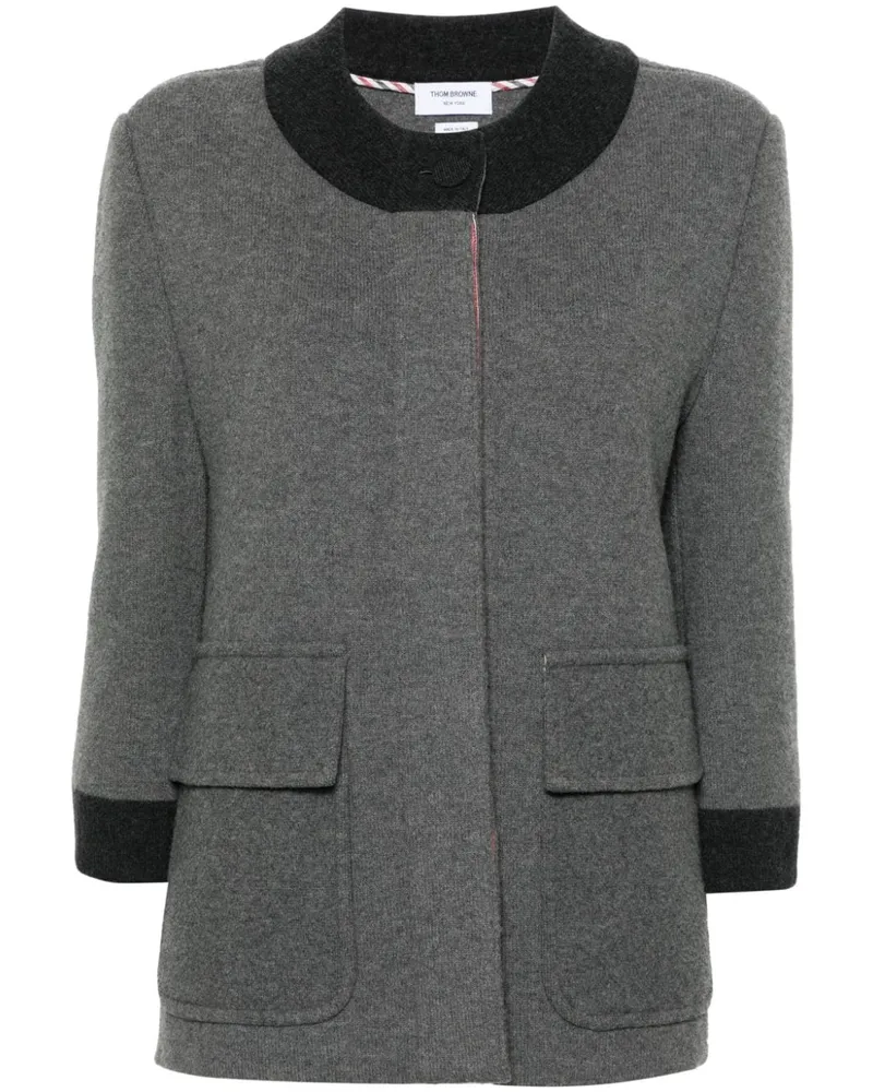 Thom Browne Strickmantel mit Kontrastdetails - Grau Grau