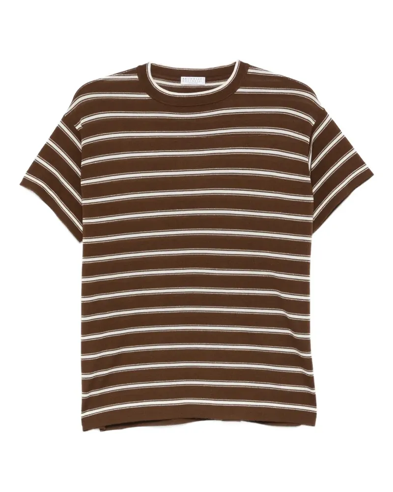 Brunello Cucinelli Gestreiftes T-Shirt - Braun Braun