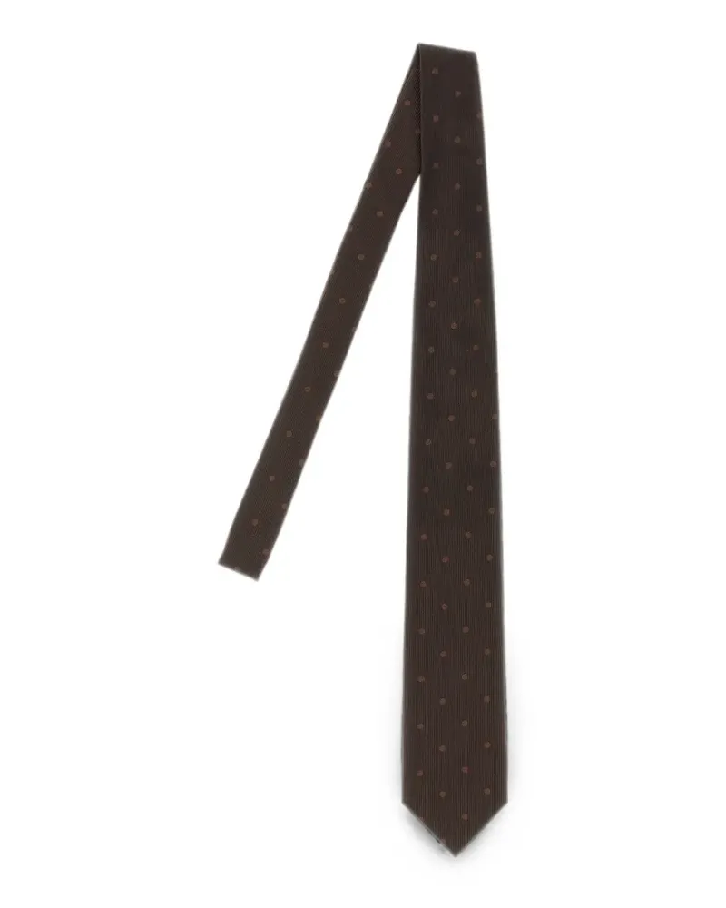 Tom Ford Gerippte Krawatte mit Polka Dots - Braun Braun