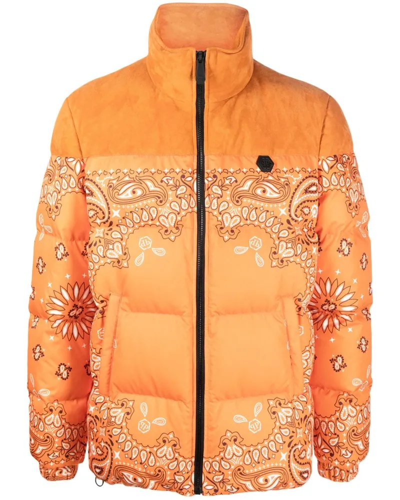 Philipp Plein Gefütterte Jacke mit Bandana-Print - Orange Orange