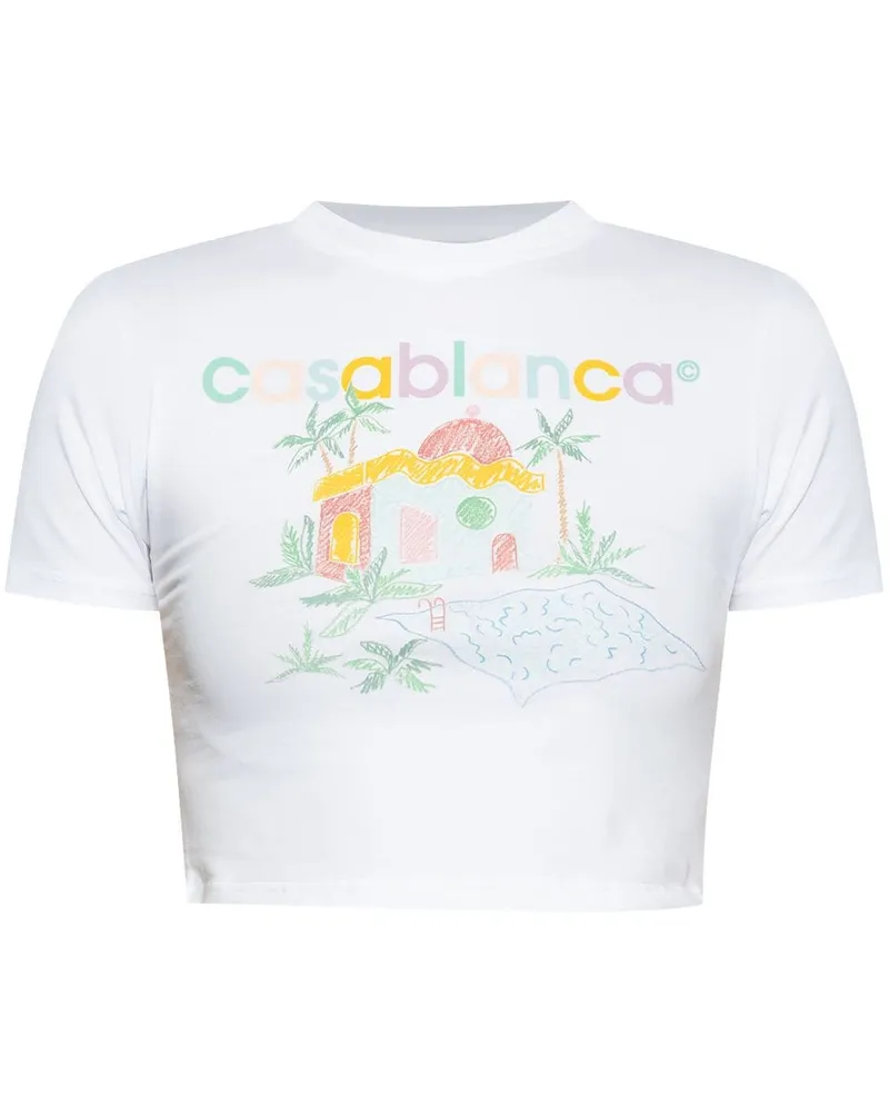 Casablanca Paris Maison Memphis T-Shirt Weiß