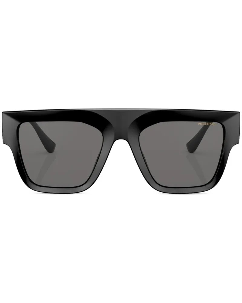 Versace Eckige Sonnenbrille mit Logo - Schwarz Schwarz
