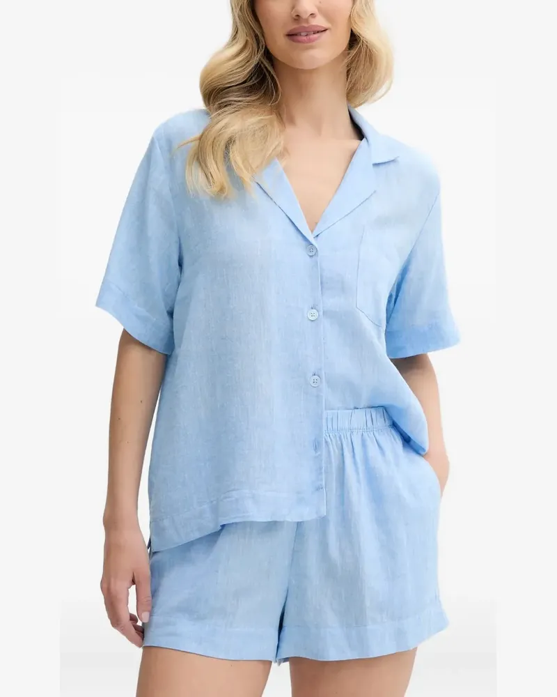 DKNY linen blend short-sleeve pyjamas - Blau Blau