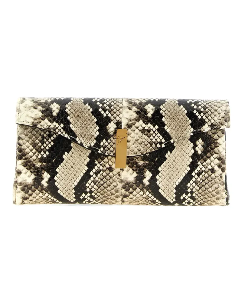 Giuseppe Zanotti Flutie python-effect clutch bag - Nude Nude