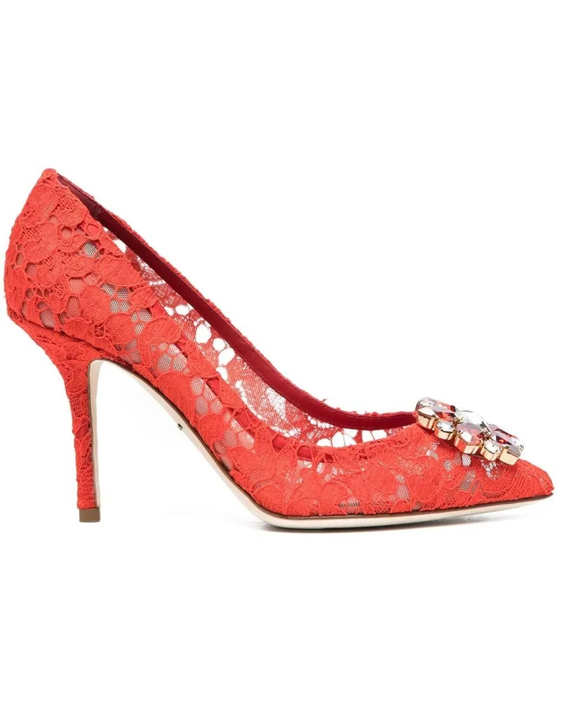 Dolce & Gabbana Lace Rainbow Pumps mit Brosche 60mm - Rot Rot