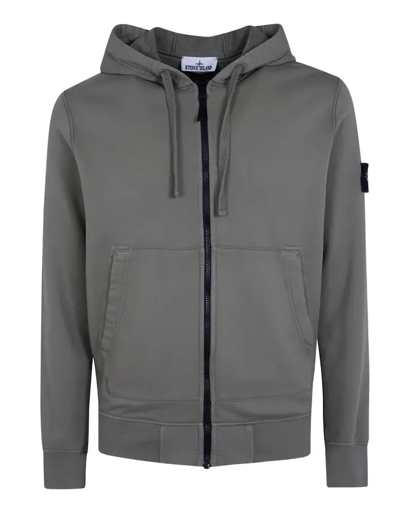 Stone Island logo-patch zip-up hoodie - Grün Grün