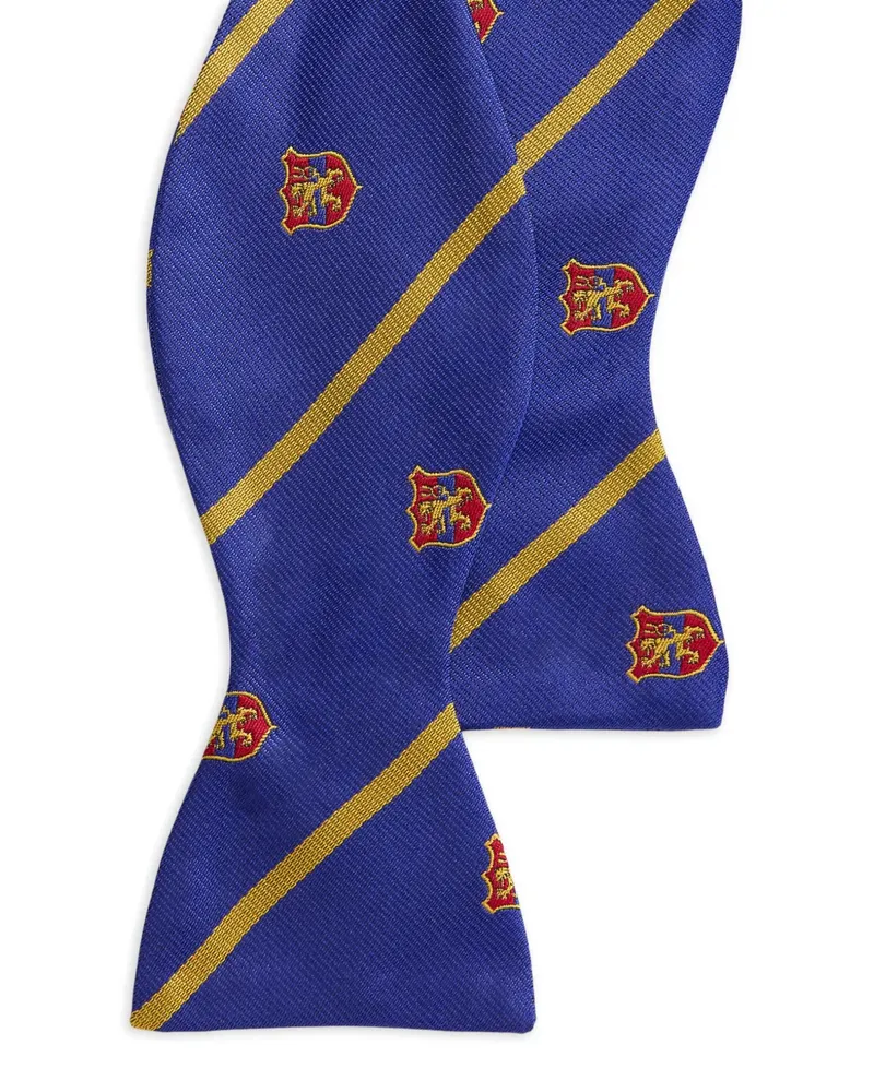 Ralph Lauren Gestreifte Club Fliege mit Emblem - Blau Blau