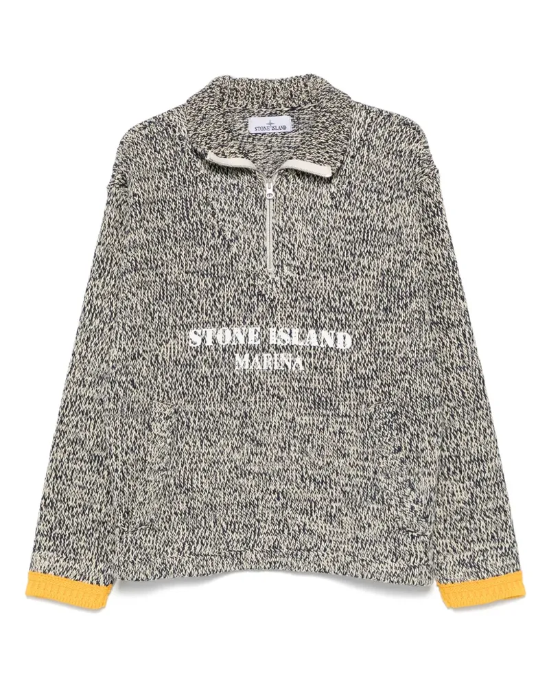 Stone Island Pullover mit bemaltem Logo - Blau Blau