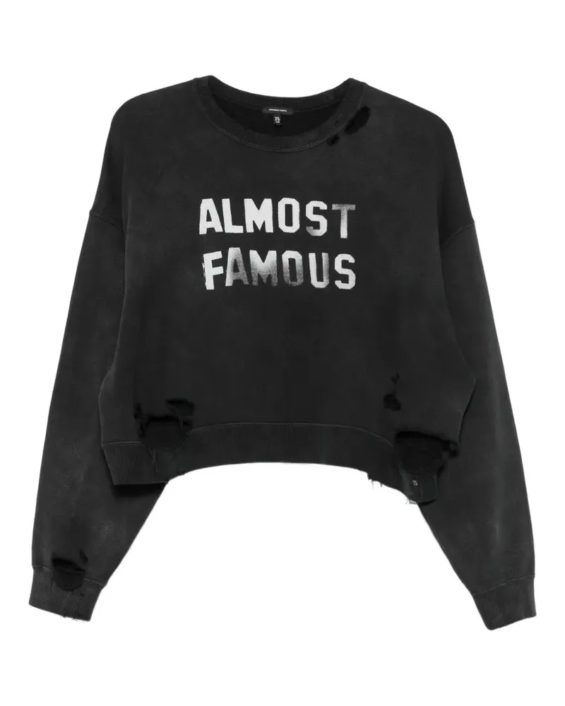 R13 Sweatshirt in Distressed-Optik - Schwarz Schwarz