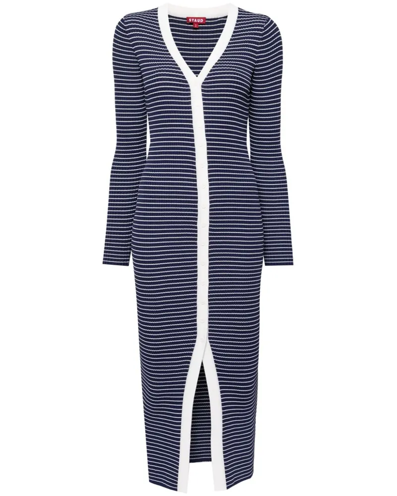 STAUD Geripptes Strickkleid mit Streifen - Blau Blau