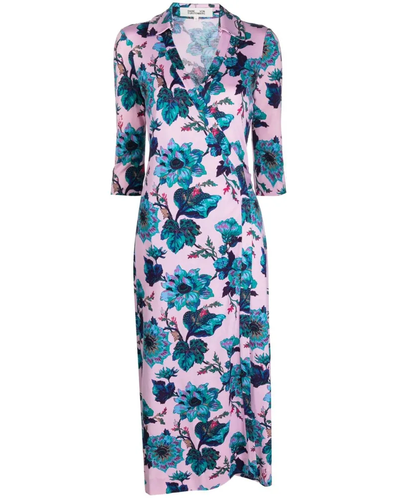 Diane von Furstenberg Seidenkleid mit Blumen-Print - Rosa Rosa