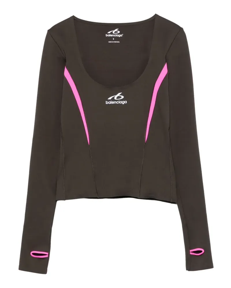 Balenciaga Paspeltes Oberteil mit Logo-Print - Braun Braun