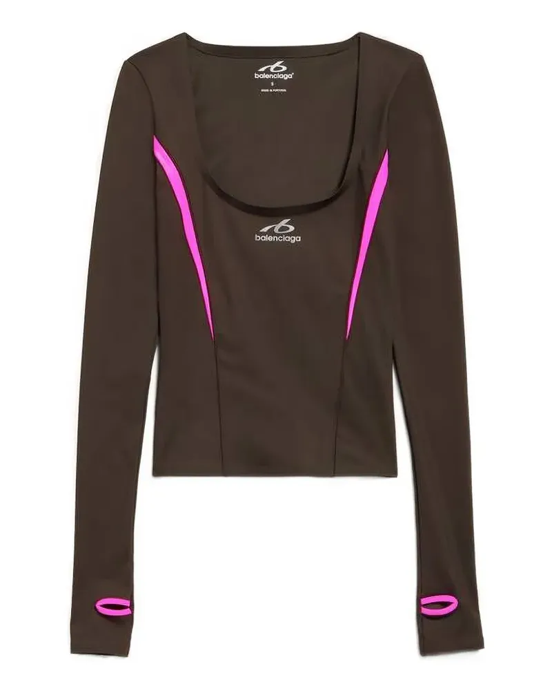 Balenciaga Paspeltes Oberteil mit Logo-Print - Braun Braun
