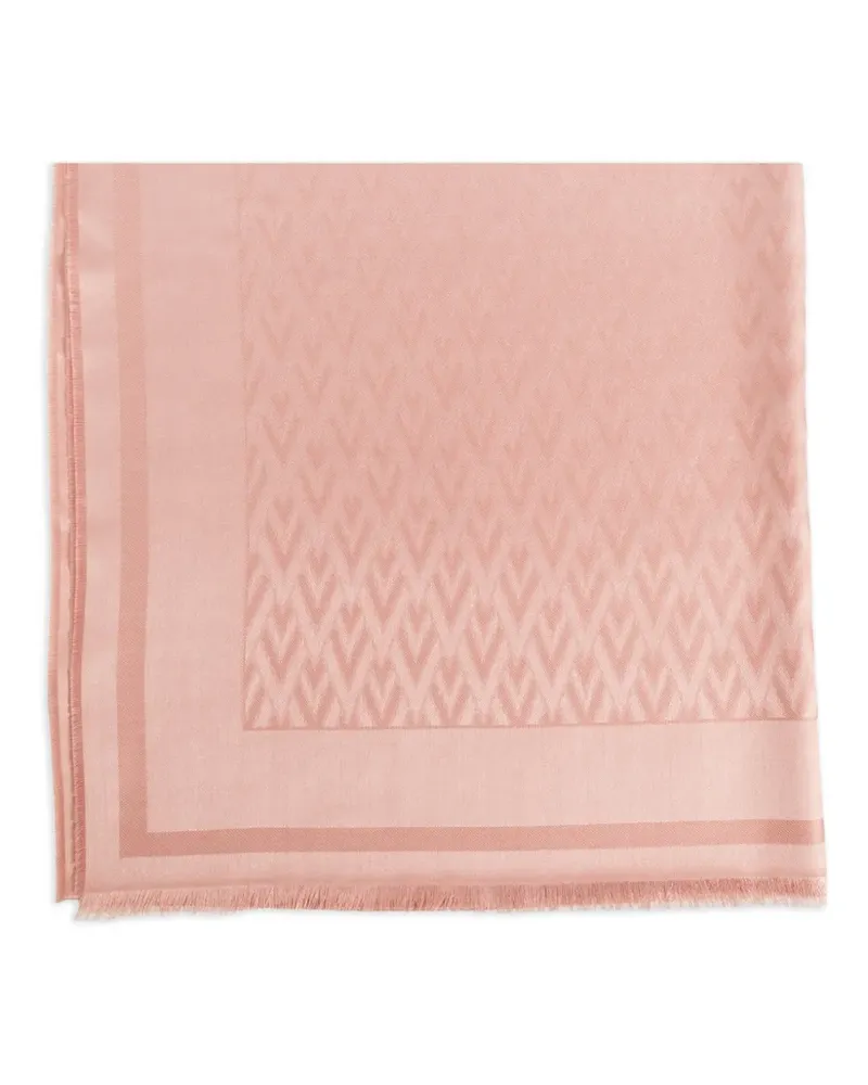 Valentino Garavani monogram-jacquard fringed scarf - Rosa Rosa