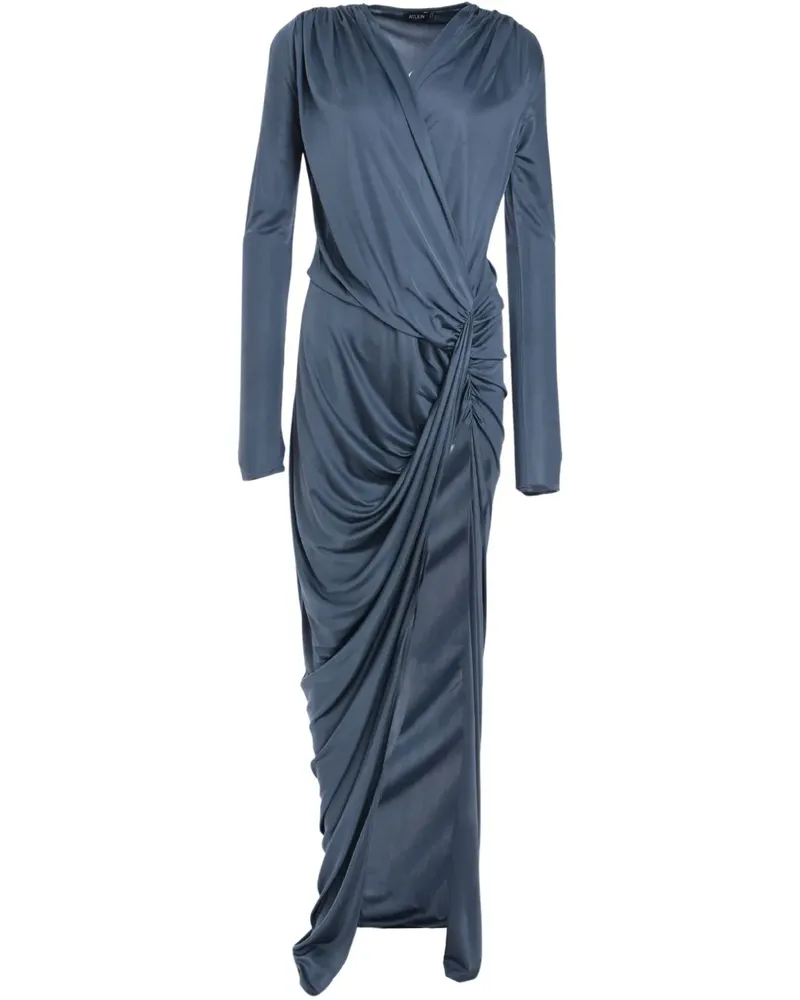 ATLEIN Maxikleid mit V-Ausschnitt - Blau Blau