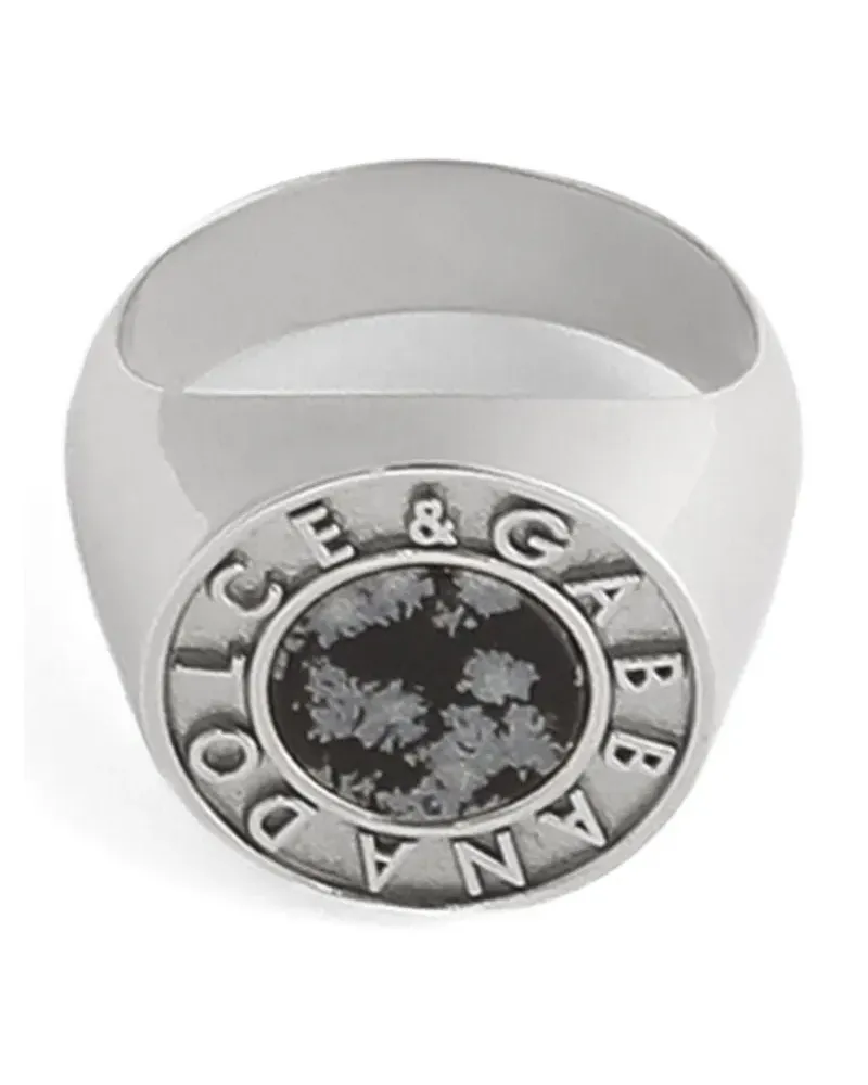 Dolce & Gabbana Logo-Ring mit Steindetail - Silber Silber