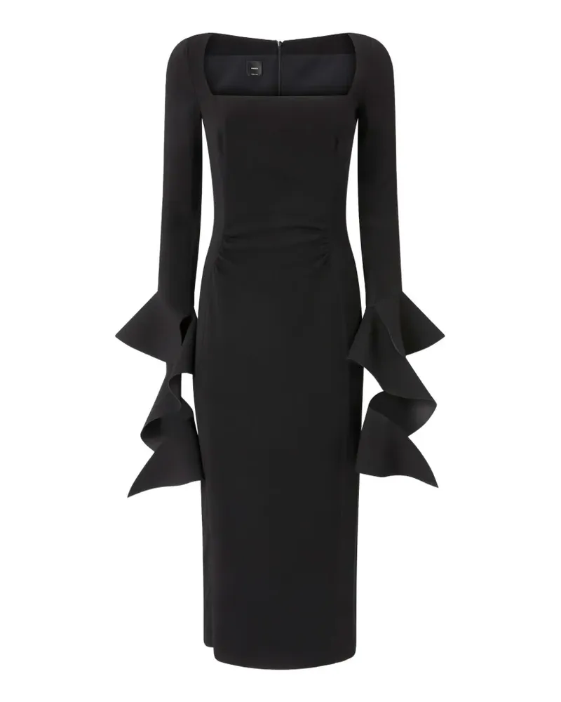 Pinko Romina Midikleid mit eckigem Ausschnitt - Schwarz Schwarz