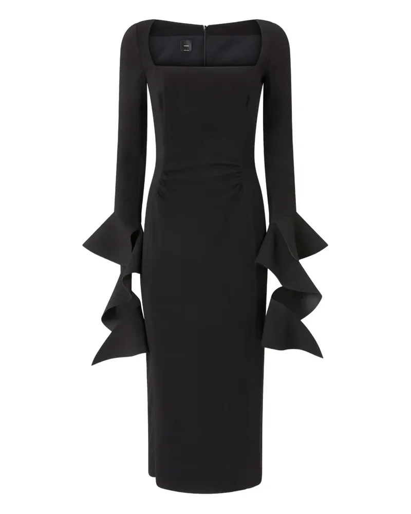 Pinko Romina Midikleid mit eckigem Ausschnitt - Schwarz Schwarz