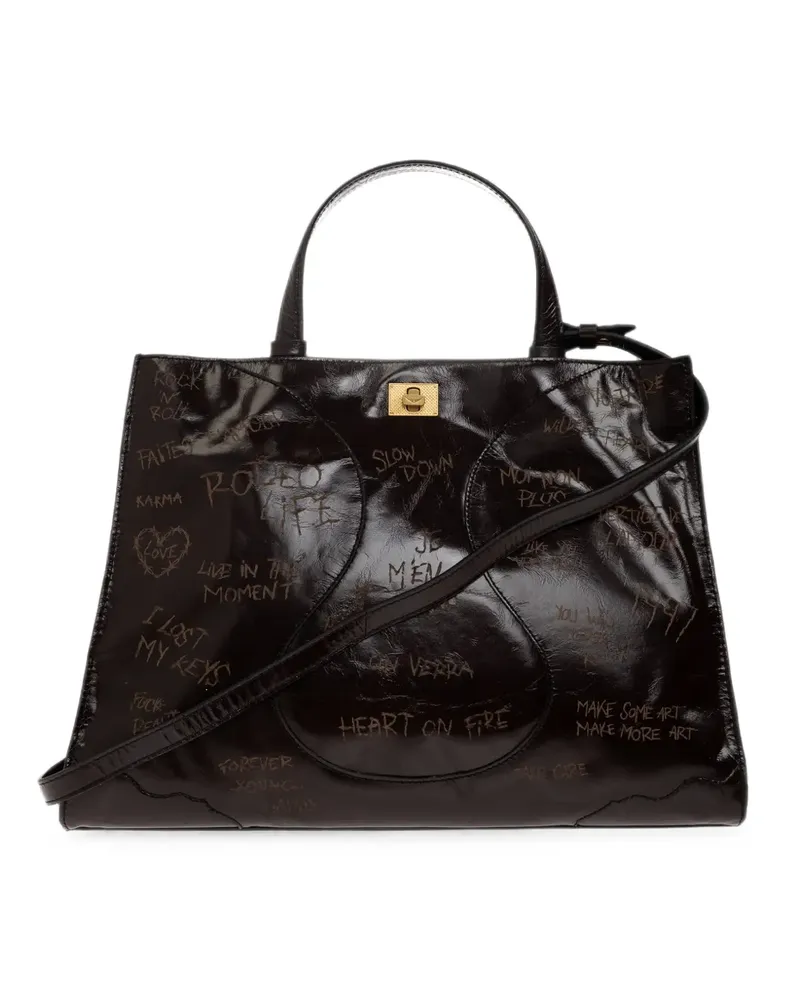Zadig & Voltaire slogan-print leather tote bag - Schwarz Schwarz
