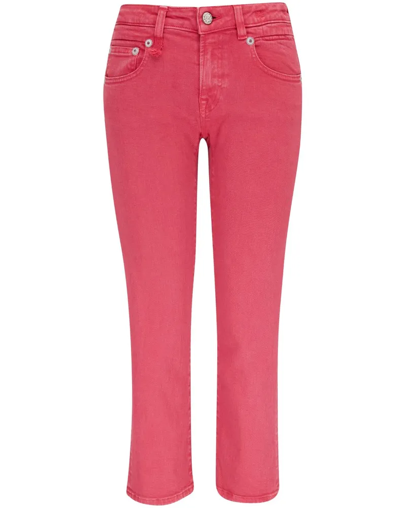 R13 Cropped-Jeans mit Logo-Patch - Rosa Rosa