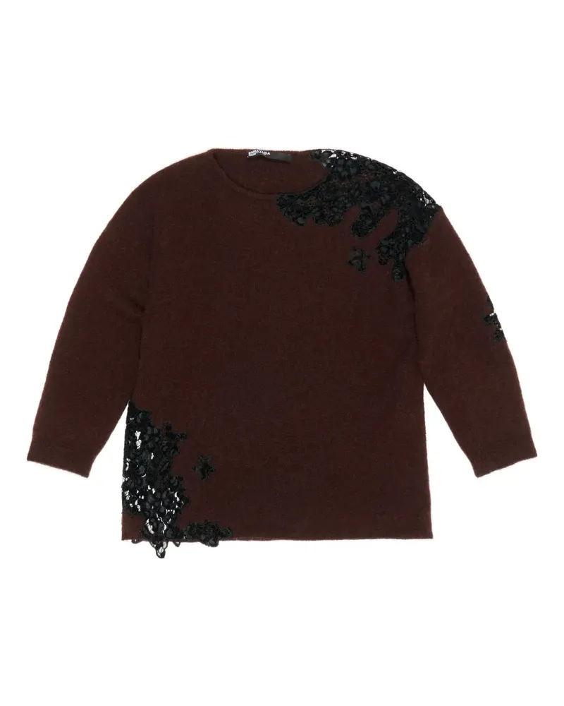 BIMBA Y LOLA Pullover mit Spitzeneinsatz - Braun Braun