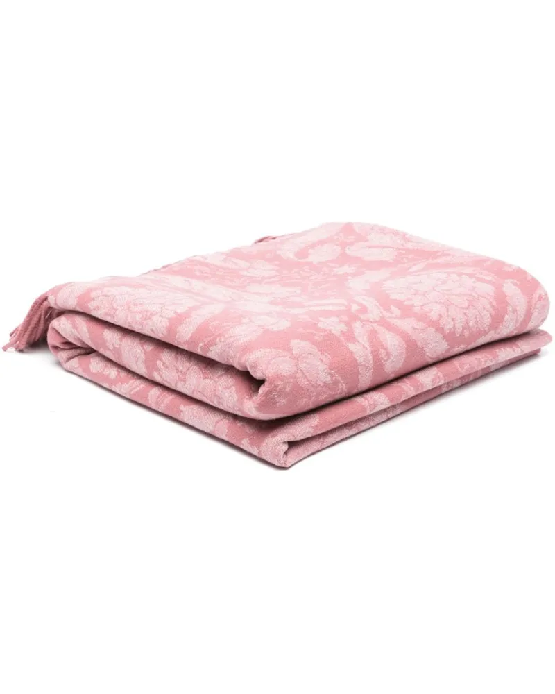 Versace Barocco Decke mit Fransen - Rosa Rosa