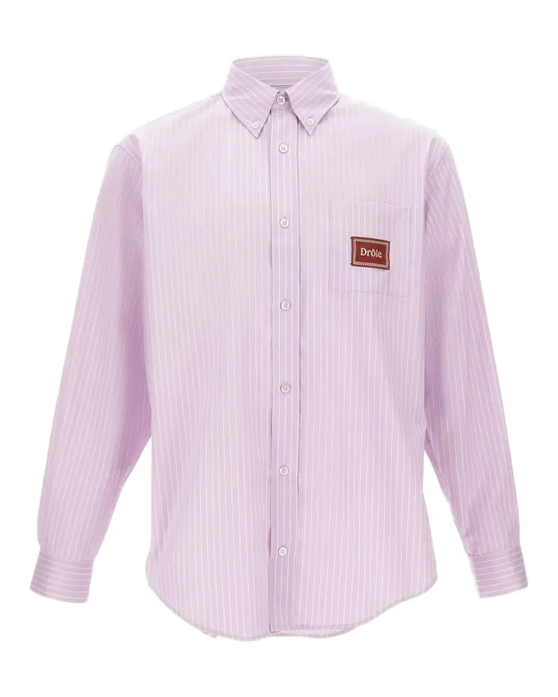 Drôle de Monsieur Rayée Drôle striped patch chest-pocket shirt - Rosa Rosa