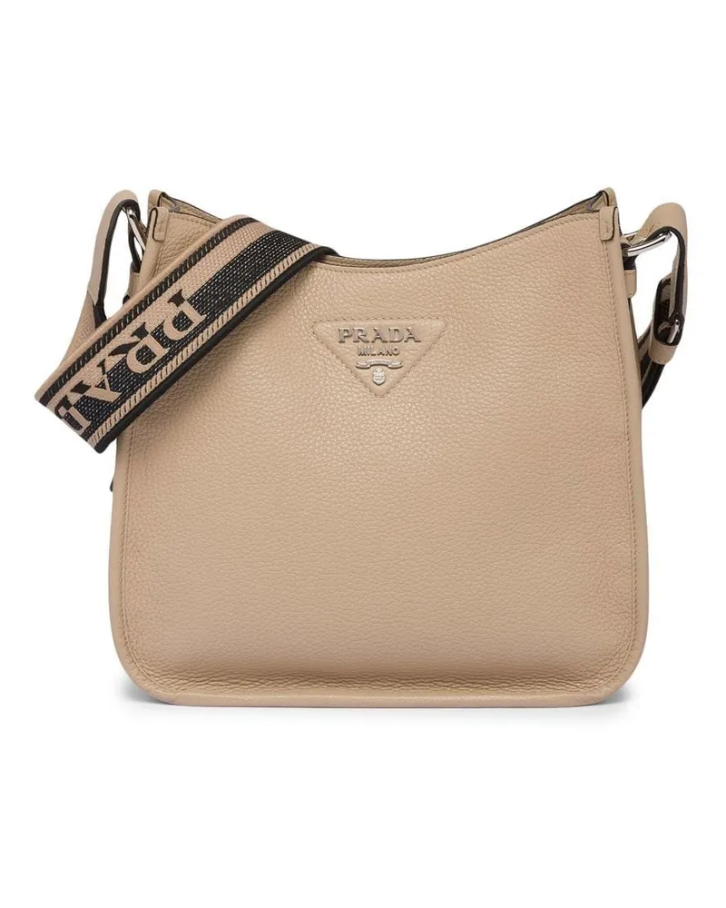 Prada Schultertasche mit Triangel-Logo Nude