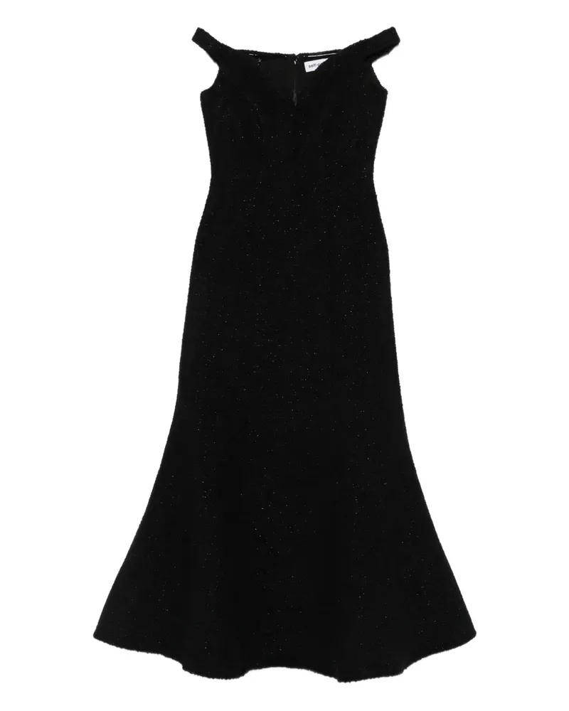 Self-Portrait Schulterfreies Boucle-Midikleid - Schwarz Schwarz
