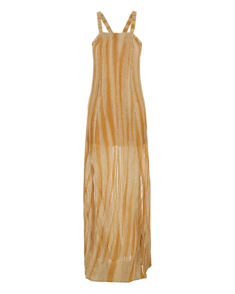 forte_forte Gestreiftes Maxikleid - Nude Nude