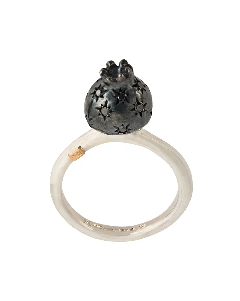 Rosa Maria Ring mit schwarzem Diamant - Metallic Metallic