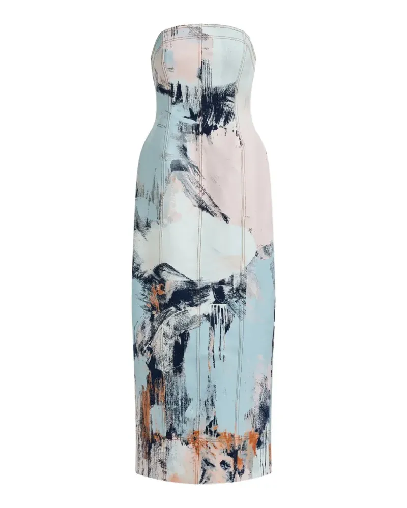 Aje. Lettera brush-stroke denim midi dress - Blau Blau