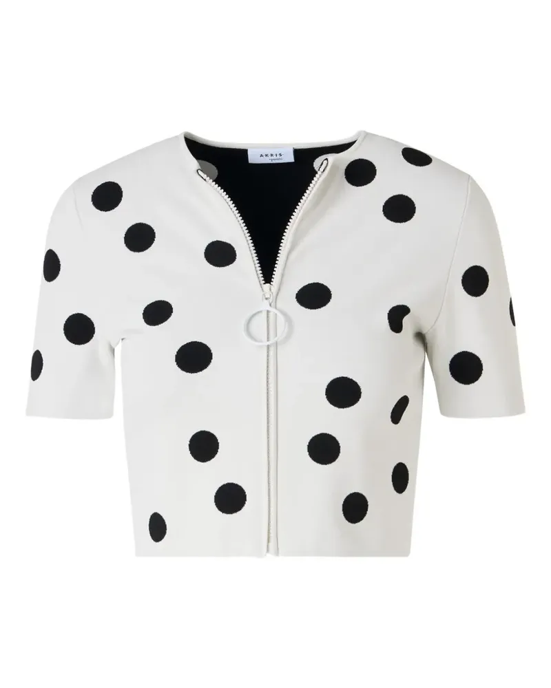 Akris Gepunkteter Cropped-Cardigan - Weiß Weiß