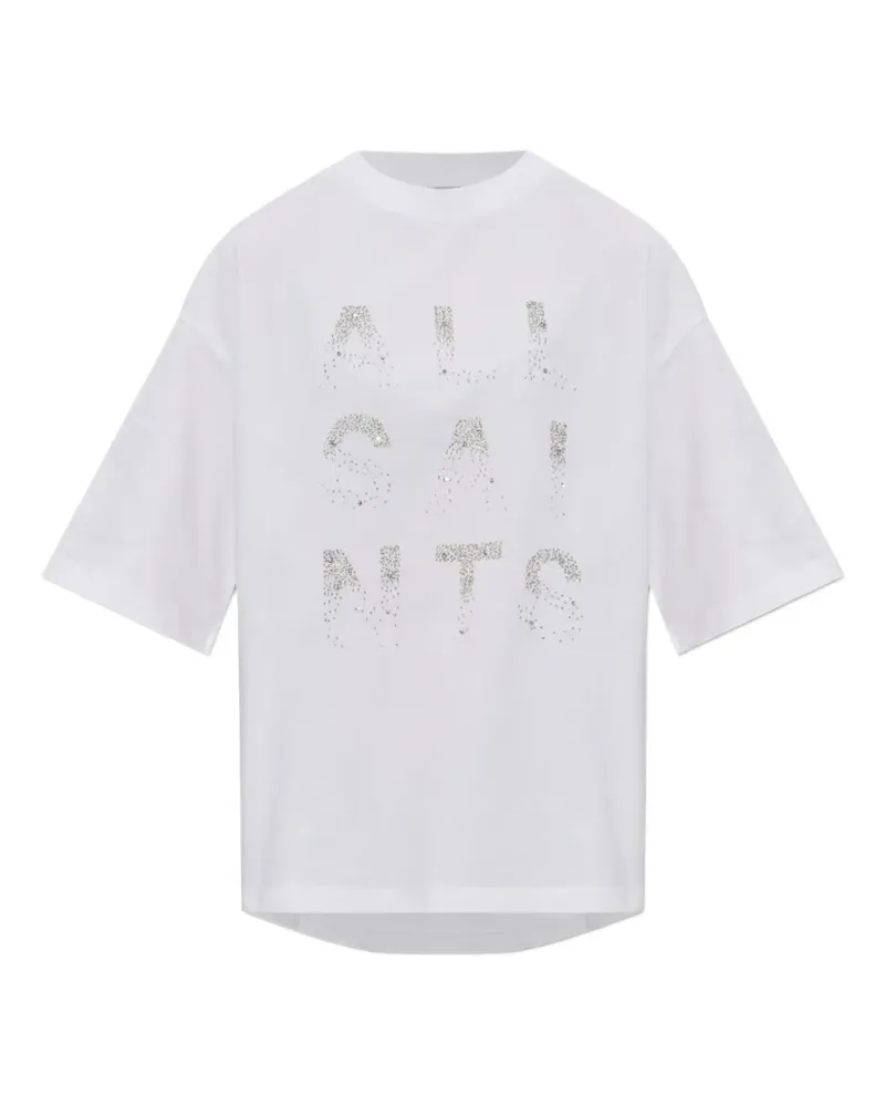 AllSaints Stacks Amelie T-Shirt mit Perlen - Weiß Weiß