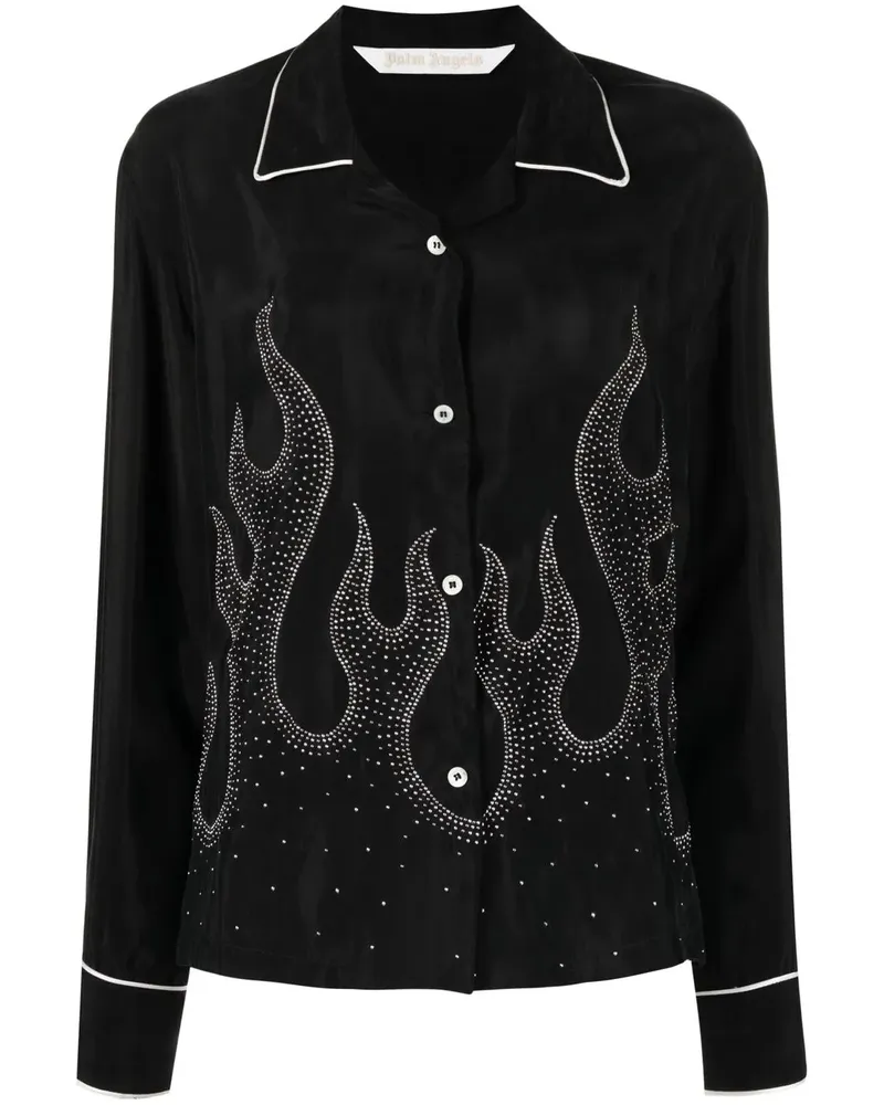 Palm Angels Hemd mit Flammenstickerei - Schwarz Schwarz