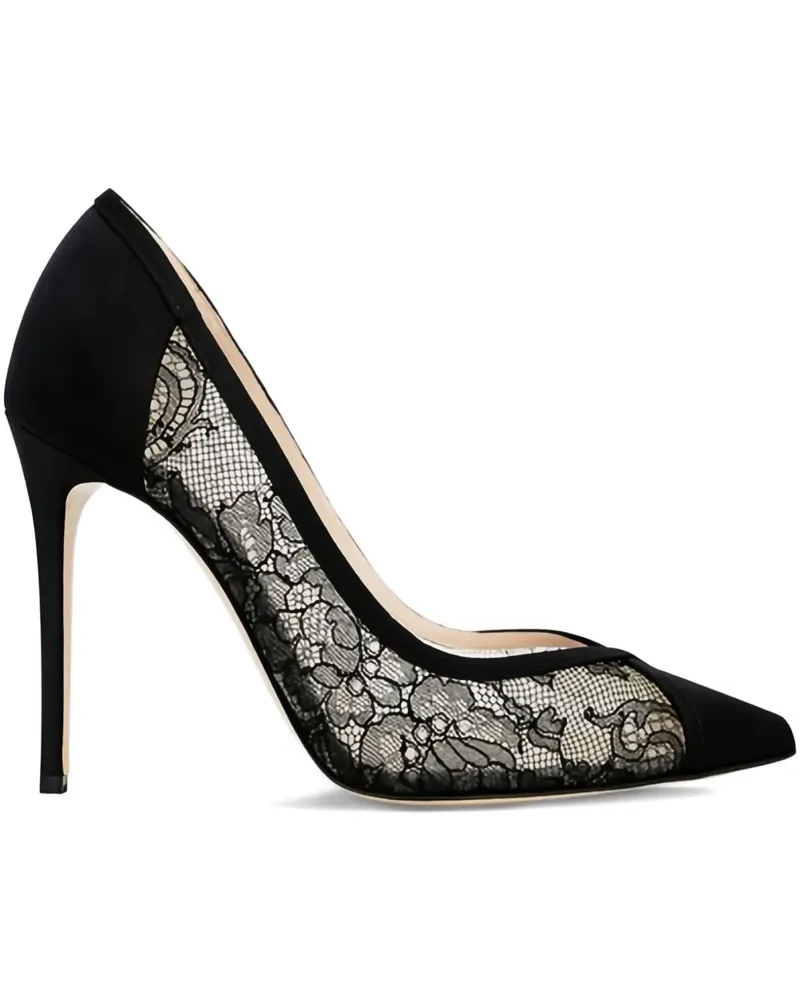 Andrea Wazen Nora Lace Wildleder-Pumps 105mm - Schwarz Schwarz