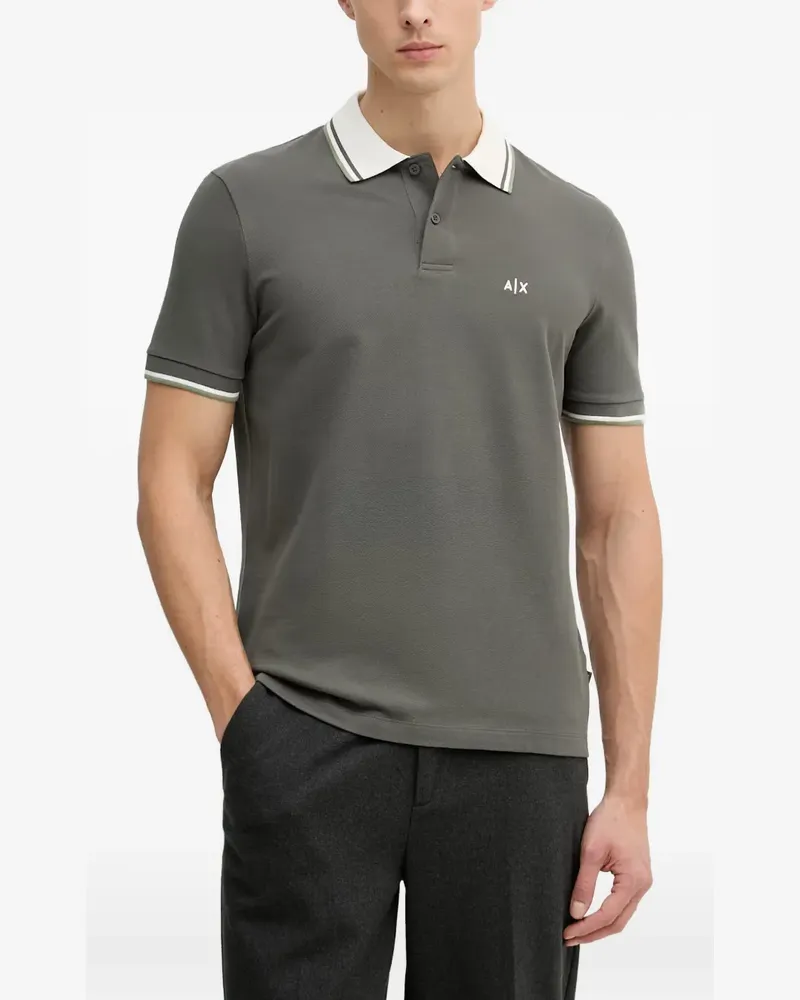 Armani Exchange logo-embroidered tipped polo shirt - Grün Grün