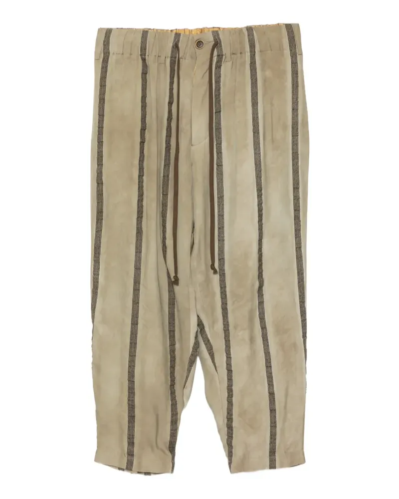 Uma Wang Gestreifte Hose mit Kordelzug - Grau Grau