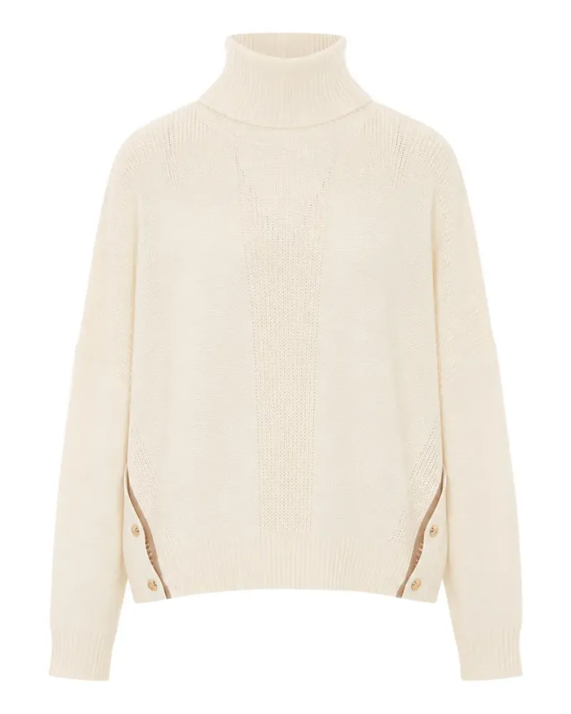 Liu Jo Rollkragenpullover aus Wollgemisch mit Knöpfen - Nude Nude