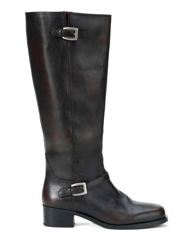 STAUD Kniehohe Brooklyn Stiefel mit Schnalle - Braun Braun