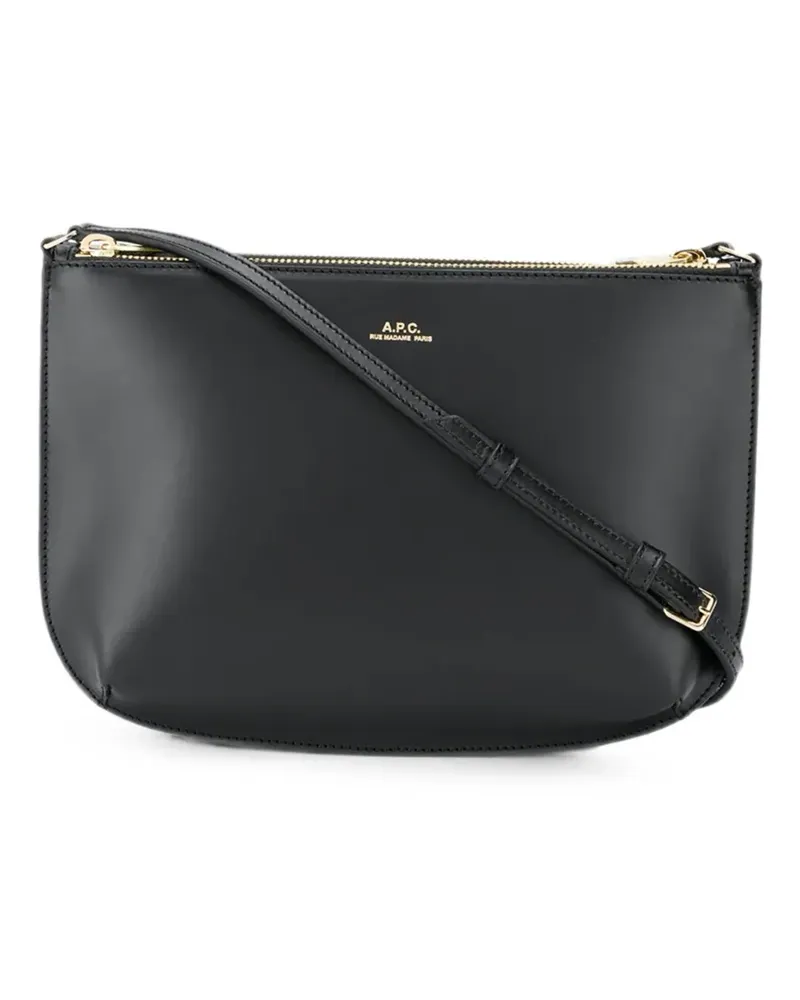 A.P.C. Sarah Schultertasche mit Logo - Schwarz Schwarz