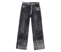 Gerade Jeans mit Acid-Wash-Effekt - Schwarz