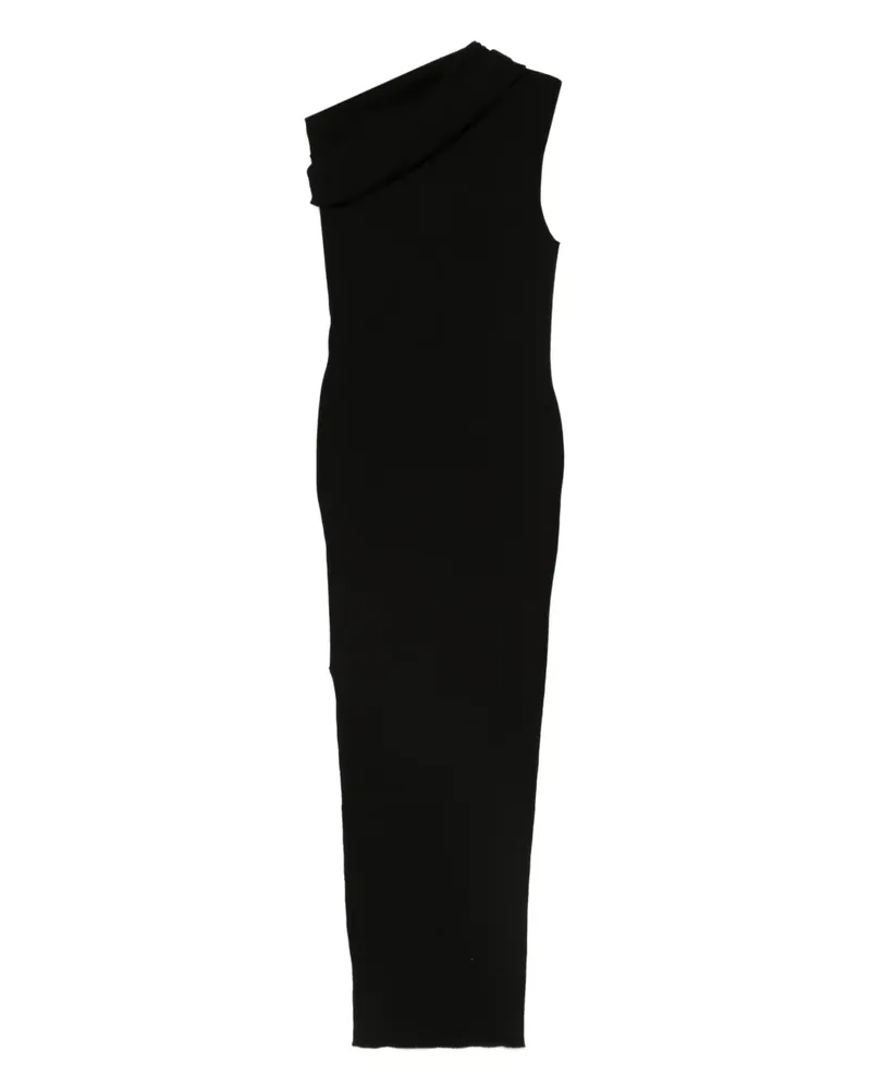 Rick Owens Geripptes One-Shoulder-Kleid - Schwarz Schwarz