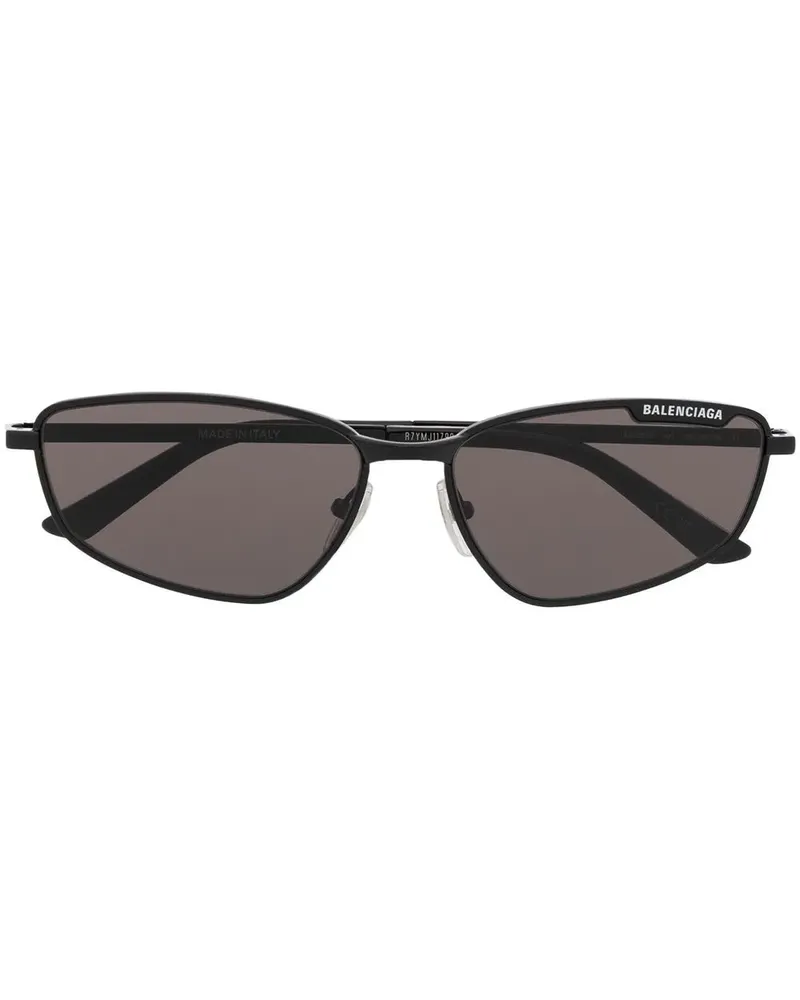 Balenciaga Eckige Sonnenbrille mit Logo-Gravur - Schwarz Schwarz