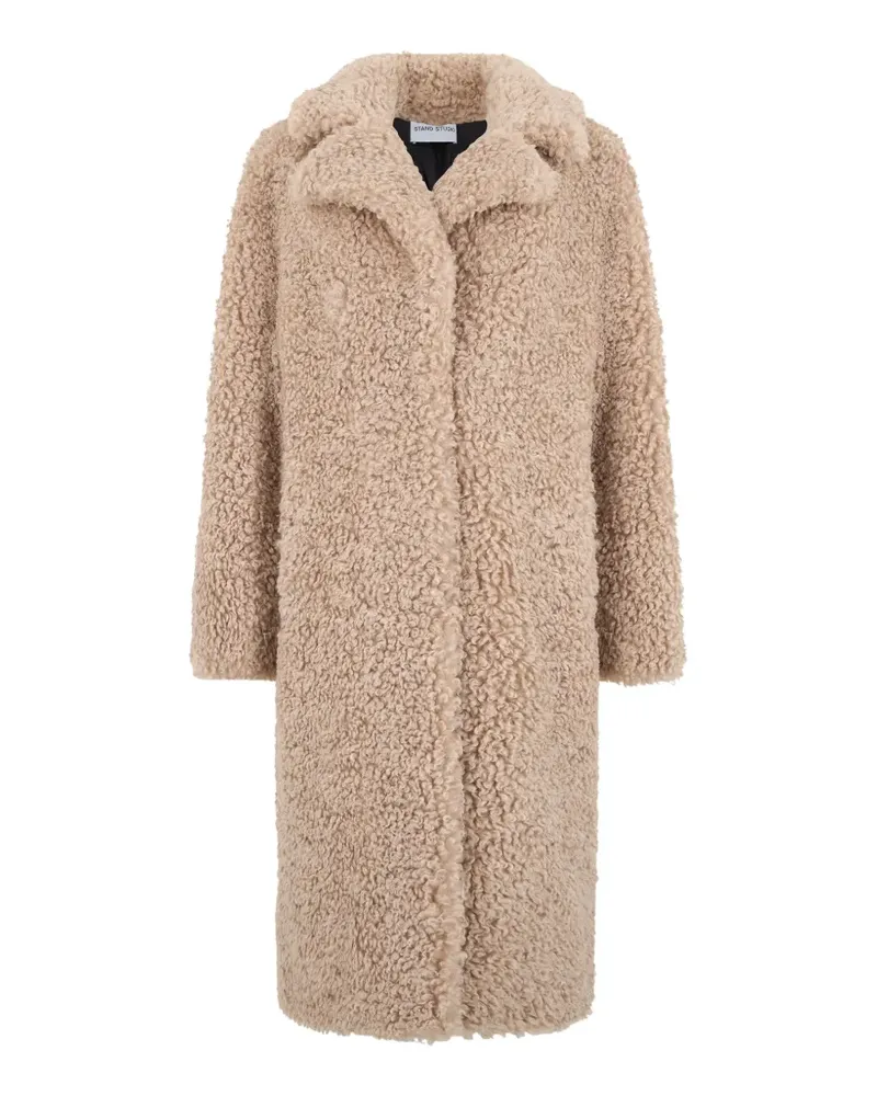 STAND Einreihiger Jazmin Mantel aus Faux Shearling - Nude Nude