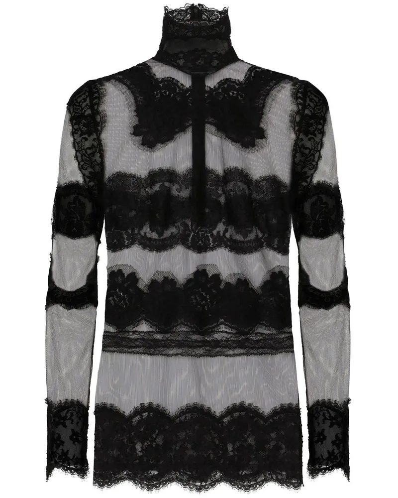 Dolce & Gabbana Top mit Spitzeneinsatz - Schwarz Schwarz