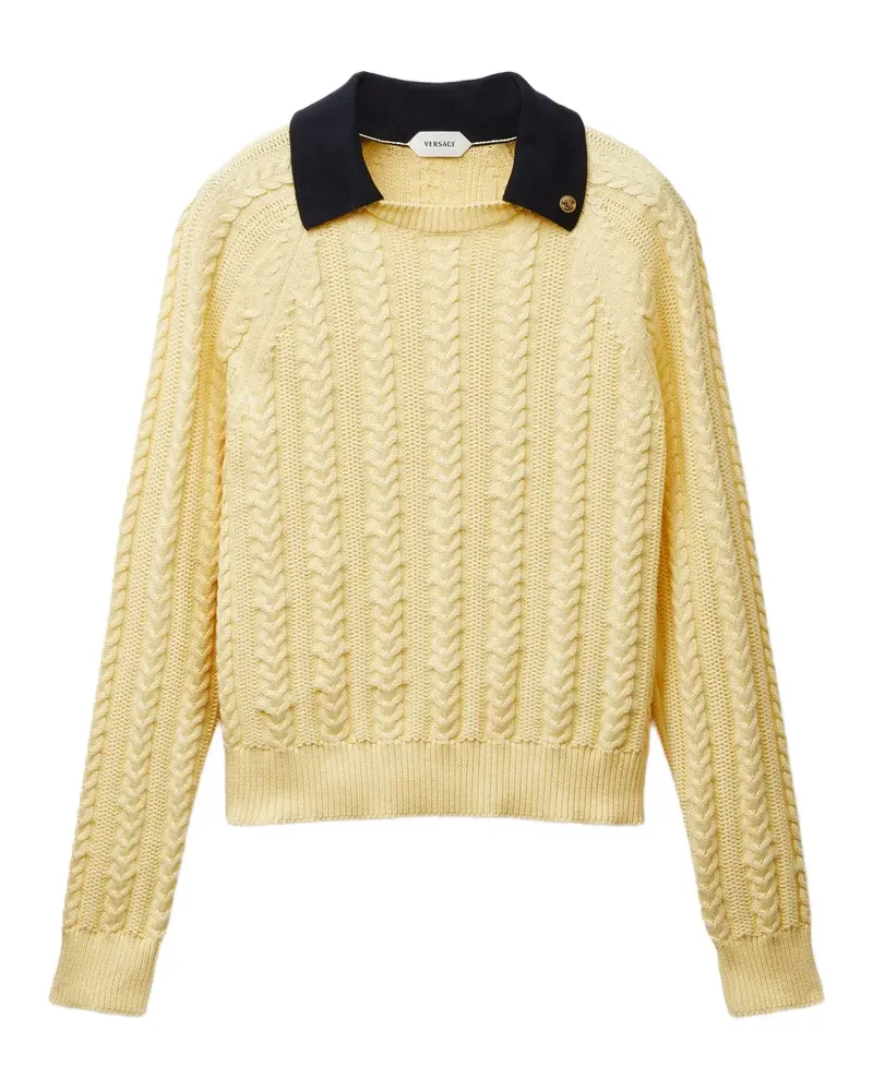 Versace Strickpullover mit Kontrastkragen - Gelb Gelb