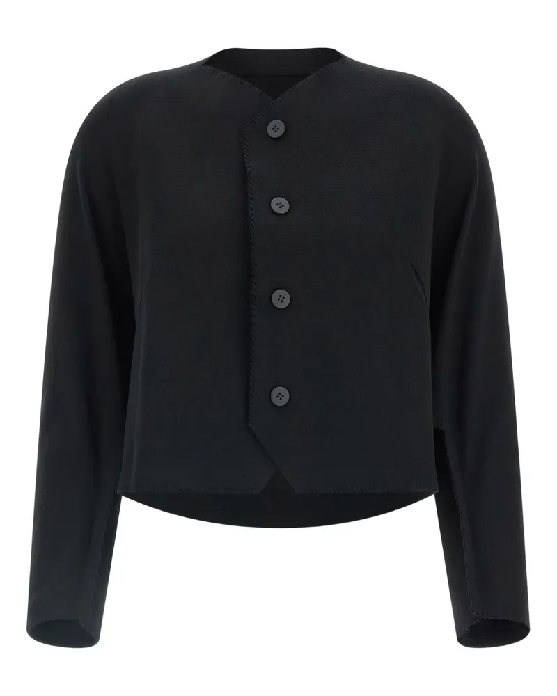 Issey Miyake Geknöpfter Campagne Cardigan - Schwarz Schwarz