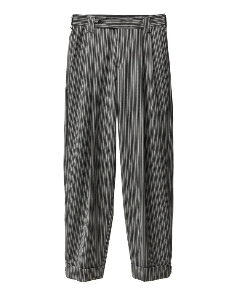 Versace Gestreifte Plisseehose - Schwarz Schwarz